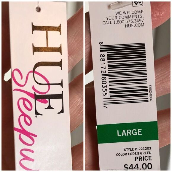 HUE - NWT - L Sz Lg Women’s Crewneck Long Sleeve Pajama Top or Top w/Jeans - Picture 11 of 15